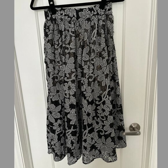 Zara Floral Gingham Midi Skirt - Picture 1 of 5